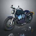 Vintage Style Dark Motorcycle With Spoked Wheels And Single Seat Design