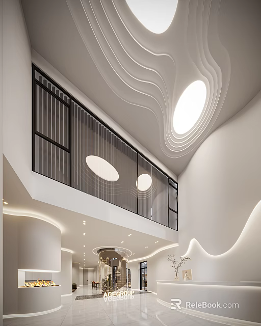 Hospital Outpatient Clinic Modern Interior With Smooth Lines And Lighting 3d model 