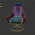 Modern Purple Cushion Black Armrest Leisure Chair with Silver Swivel Base
