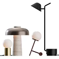 Modern Table Lamps With Mushroom Shade Marble Base And Spherical Bulb Design 3d model