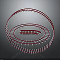 3D Circular Structure With Red And White Lines And Central Platform Design 3d model