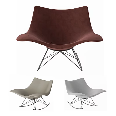 Modern Upholstered Leisure Chairs In Brown Beige Gray With Metal Frame Design 3d model