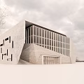 Modern Museum Building Architecture With Glass Facade Stone Exterior And Geometric Windows