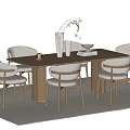 Log Style Dining Table and Chair Combination Nordic Dining Table and Chair Rectangular Dining Table Solid Wood Dining Table Solid Wood Dining Chair Dining Table Ornaments 3d model