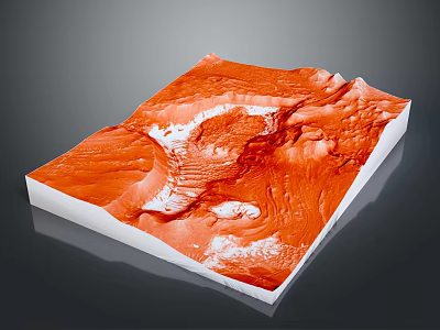 Stunning Red Landscape Showcasing White Areas And Mountainous Canyon Terrain 3d model