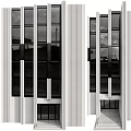 Modern High Rise Building With Glass Curtain Walls And White Facade Design