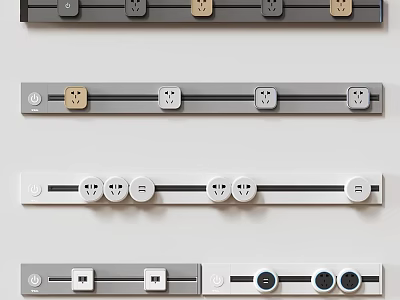 Modern Switch Panels With Sleek Design Multiple Sockets And Different Colors For Home Use 3d model