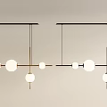 Modern Chandelier Design With Horizontal Metal Bar And Circular Light Globes