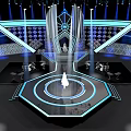 Gorgeous Stage Design With Lights And Singing Performer 3d model