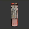 Red Emergency Fire Truck With Ladder And Rescue Equipment On Gray Background