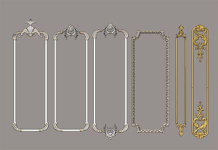 European-style lines, classical carved gold carved lines 3d model