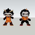Game Movie Character Action Figures With Spiky Hair Fierce Expressions And Different Outfits