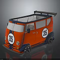Stylish Red Van Model With Number 35 And Roof Spoiler Design
