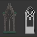 Gothic Architectural Elements Featuring Pointed Arch Window Frames With Wooden Structure And White Decorative Design 3d model