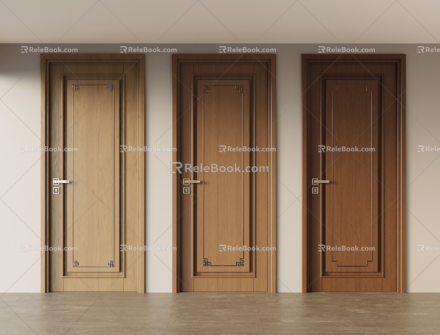 New Chinese-style Interior Door Room Door 3d model