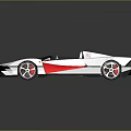 Silver Open Top Sports Car with Sleek Design Red Interior and Reflective Surface