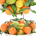 Fresh Oranges Lemons Limes In White Pedestal Bowl With Green Leaves On The Kinfolk Table
