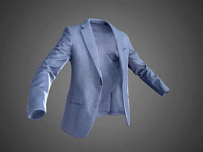 Light Blue Men's Formal Suit Jacket With Classic Collar And Pockets 3d model