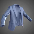Light Blue Men's Formal Suit Jacket With Classic Collar And Pockets 3d model