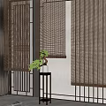 New Chinese-style roller shutter solid wood roller shutter 3d model