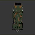 Camouflage Painted Military Vehicle with Roof Mounted Weapon Antennas Off Road Tires and Reinforced Windows