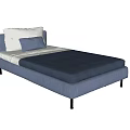 Single Bed With Gray Upholstered Frame Dark Gray Mattress And White Pillow