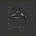 Crossed Rifles As Main Weapons With Radiating Bullets On Dark Background