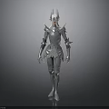 Fantasy Armored Character With Silver Spiked Armor And Pale Face Features