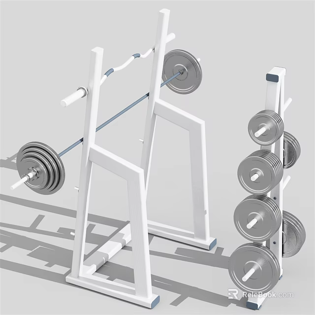 Heavy Duty Weight Lifting Sports Equipment With Barbell Rack And Multiple Weight Plates 3d model 