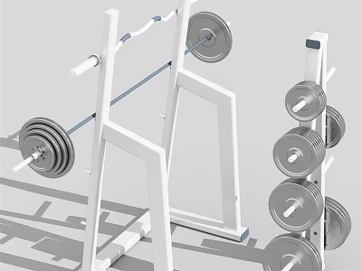 Heavy Duty Weight Lifting Sports Equipment With Barbell Rack And Multiple Weight Plates 3d model
