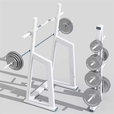 Heavy Duty Weight Lifting Sports Equipment With Barbell Rack And Multiple Weight Plates 3d model