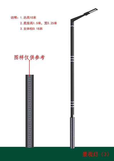 Modern Outdoor Light Pole with Vertical Decorative Patterns and Metal Construction for Garden Yard Lighting 3d model
