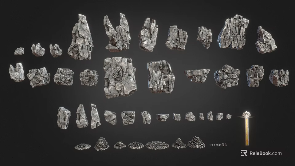 Wooden And Stone Decorative Materials Featuring Natural Textures And Various Shapes For Design 3d model 