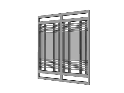 Modern Double Door For Home Entrance With Metal Frame Glass Panel Grille Design 3d model