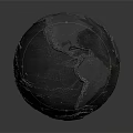 Gray Textured World Globe With Detailed Continents On Dark Background 3d model