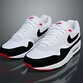 Nike White Black Red Sneakers With Swoosh Logo Sporty Casual Footwear