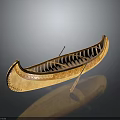 Traditional Wooden Canoe with Decorative Patterns and Paddle Classic Water Transport Design Showcasing Craftsmanship