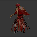 3D Game Movie Character in Red Gold Armor With Flowing Streamers And Dynamic Standing Pose