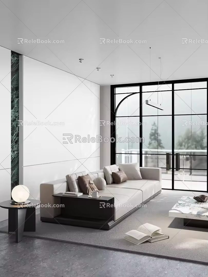 Modern Living Room Sofa Combination Coffee Table Carpet Table Lamp 3d model