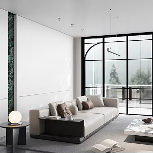 Modern Living Room Sofa Combination Coffee Table Carpet Table Lamp 3d model