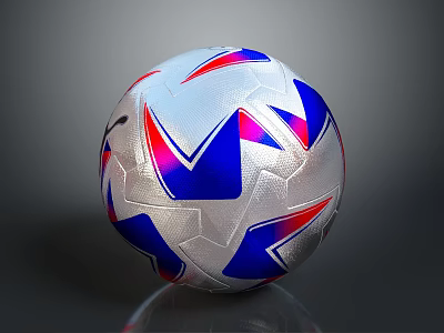 Modern Silver Blue Red Geometric Pattern Soccer Ball For Daily Sports Use 3d model