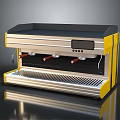 Modern Yellow And Silver Coffee Machine With Digital Display And Metal Drip Tray