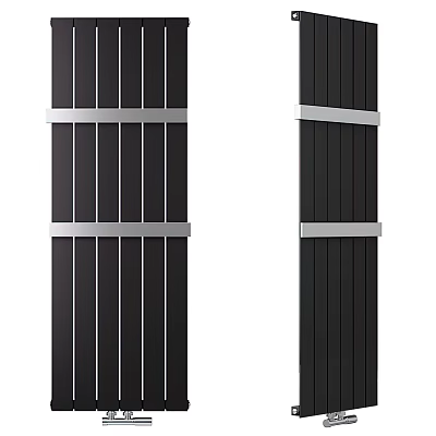 Modern Black Sliding Doors With Silver Metal Strips And Vertical Wooden Panels Design 3d model