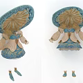 Doll Clothes Blue Dress With Matching Hat And Decorative Shoes Vintage Design