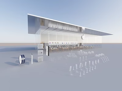 Modern Digital Store With Glass Exterior And Displayed Electronic Products Showcase Area 3d model