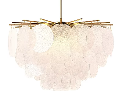 Modern Chandelier With Golden Metal Frame And Layered Translucent Leaf Shades 3d model