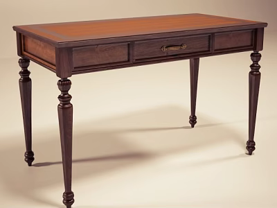 Classic Wooden Writing Desk With Single Drawer And Carved Legs Design 3d model