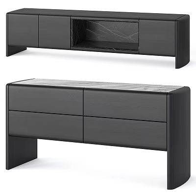 Modern Black Wooden Chest of Drawers With Sleek Design And Storage 3d model