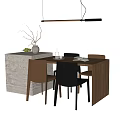Modern Dining Table and Chair Combination Dining Chair Dining Table Chandelier 3d model