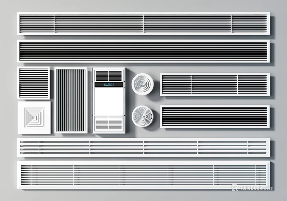 Various Types of Air Conditioner Vents With Grilles Covers And Panel Designs 3d model 